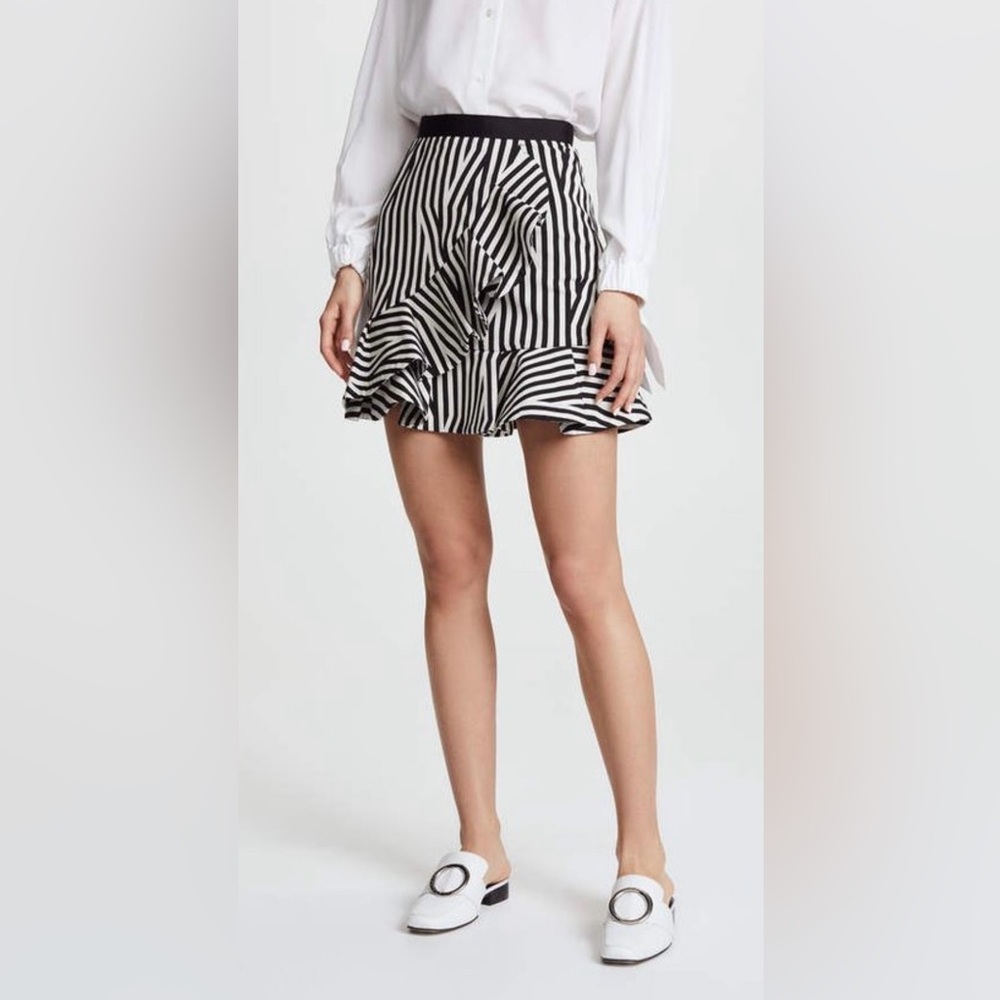 Self Portrait Abstract Ruffle Mini Skirt Size 6 Glam Luxury Night Out